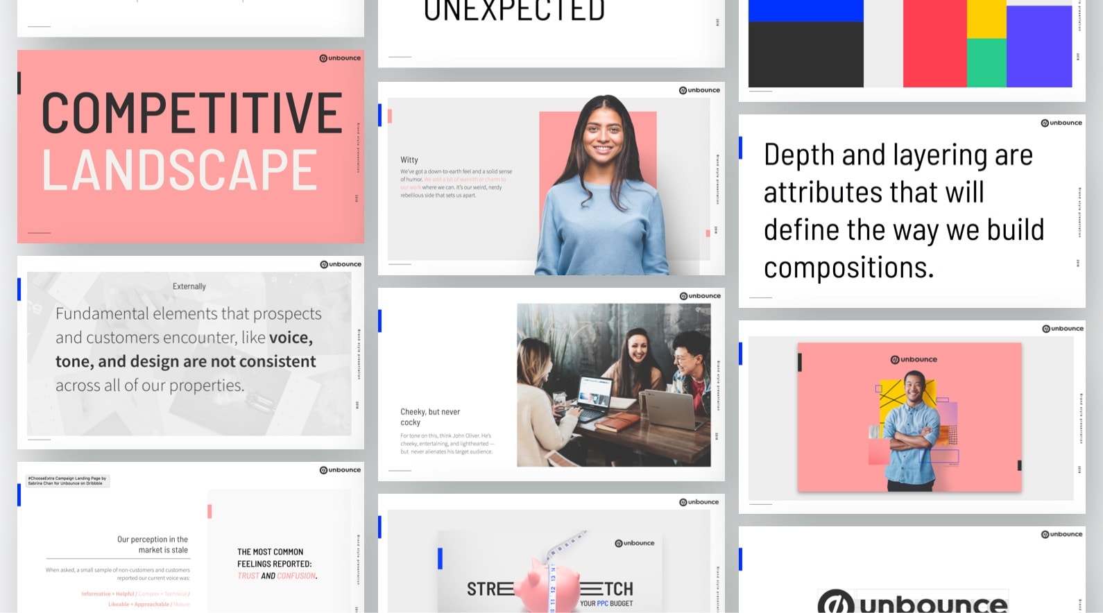 unbounce brand evolution process impression test visual exploration visual standards pitch