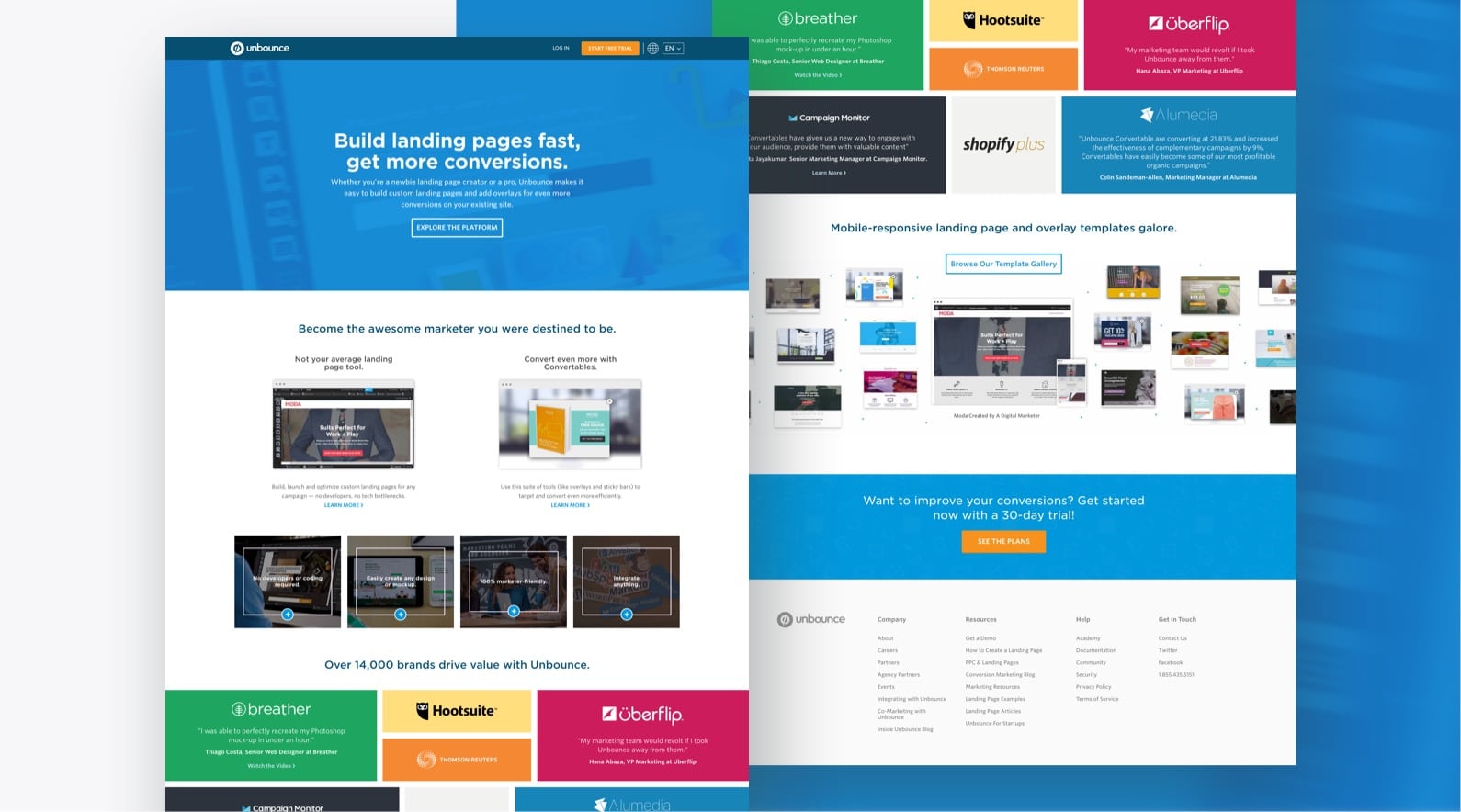 unbounce brand evolution process old website