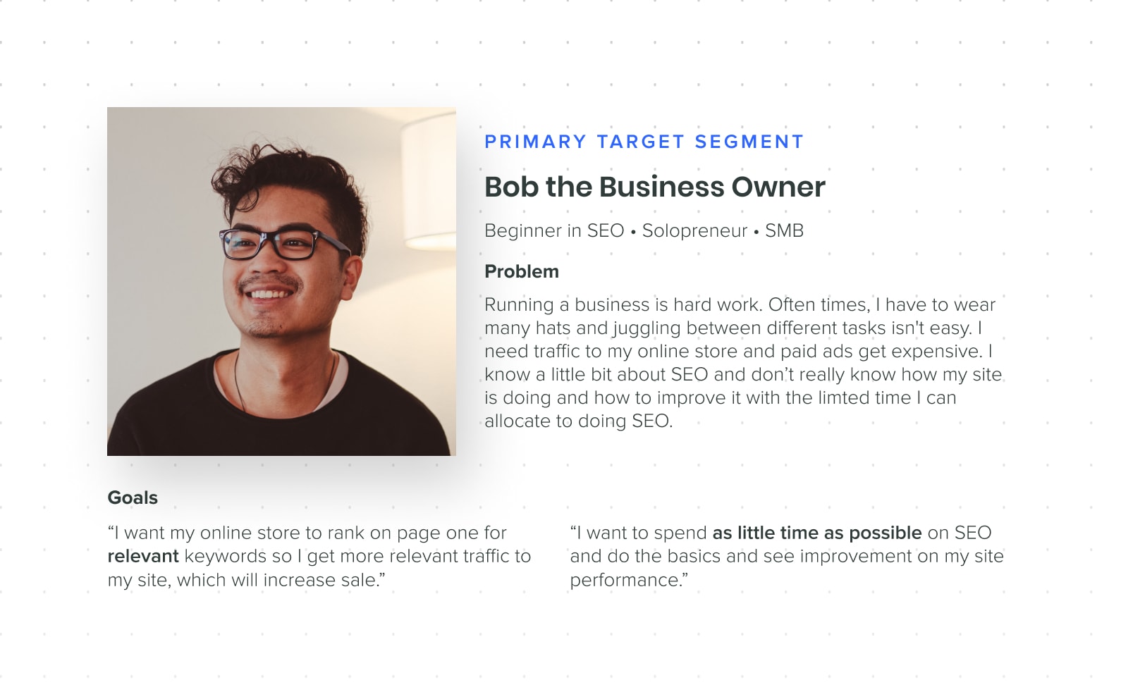Sabrina UX Portfolio | Ubersuggest SEO Opportunities Case Study - Target Segment