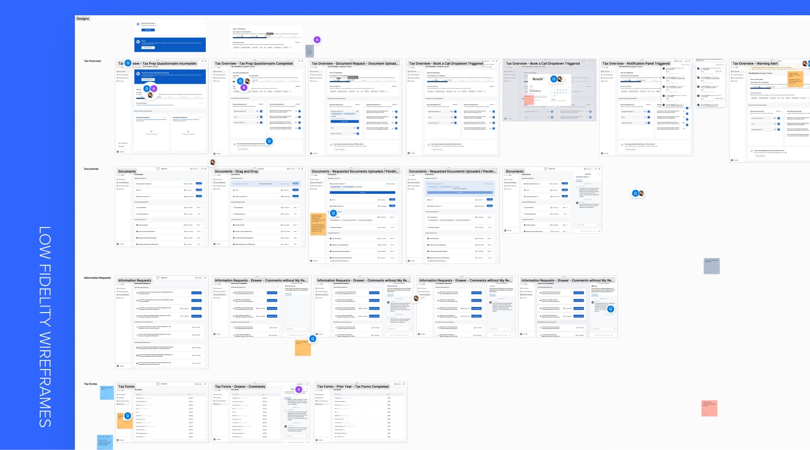 Bench Tax Design Process - Lo-fi Wireframes