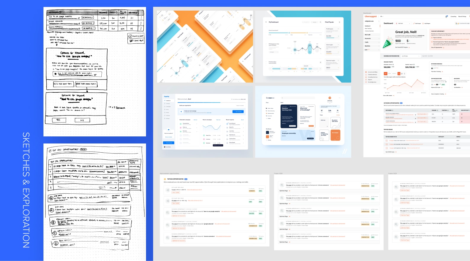 Sabrina UX Portfolio | Ubersuggest SEO Opportunities Case Study - Process Sketches