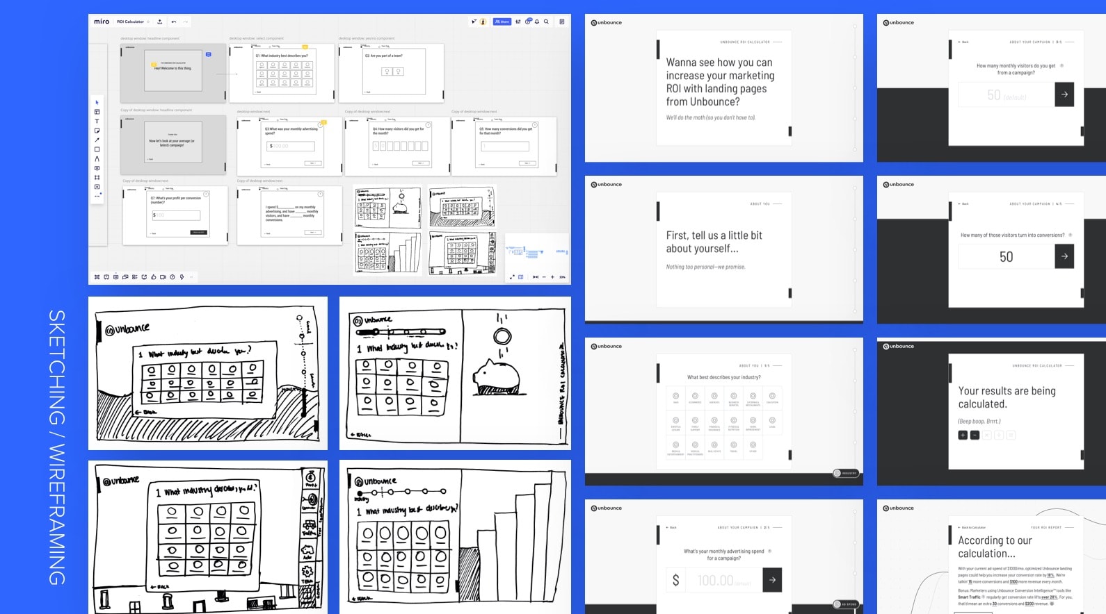 Unbounce ROI Calculator Process Sketching Wireframing